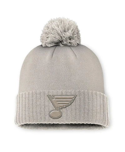 Fanatics Women's Tan St. Louis Blues Authentic Pro Road Cuffed with Pom Knit Hat