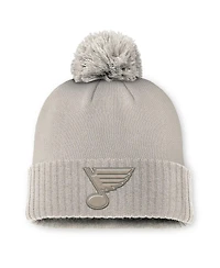 Fanatics Women's Tan St. Louis Blues Authentic Pro Road Cuffed with Pom Knit Hat