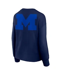 Fanatics Women's Navy Michigan Wolverines Supersoft Flow Fleece Pullover Sweatshirt