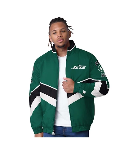 Starter Men's Green New York Jets Captain Satin Varsity Jacket