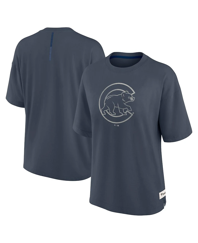 Fanatics Women's Blue Chicago Cubs Oversized Elements Raw Edge Future Ground T-Shirt
