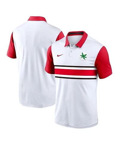 Nike Men's White/Scarlet Ohio State Buckeyes Athletic Prep Alt Logo Vapor Performance Polo Shirt