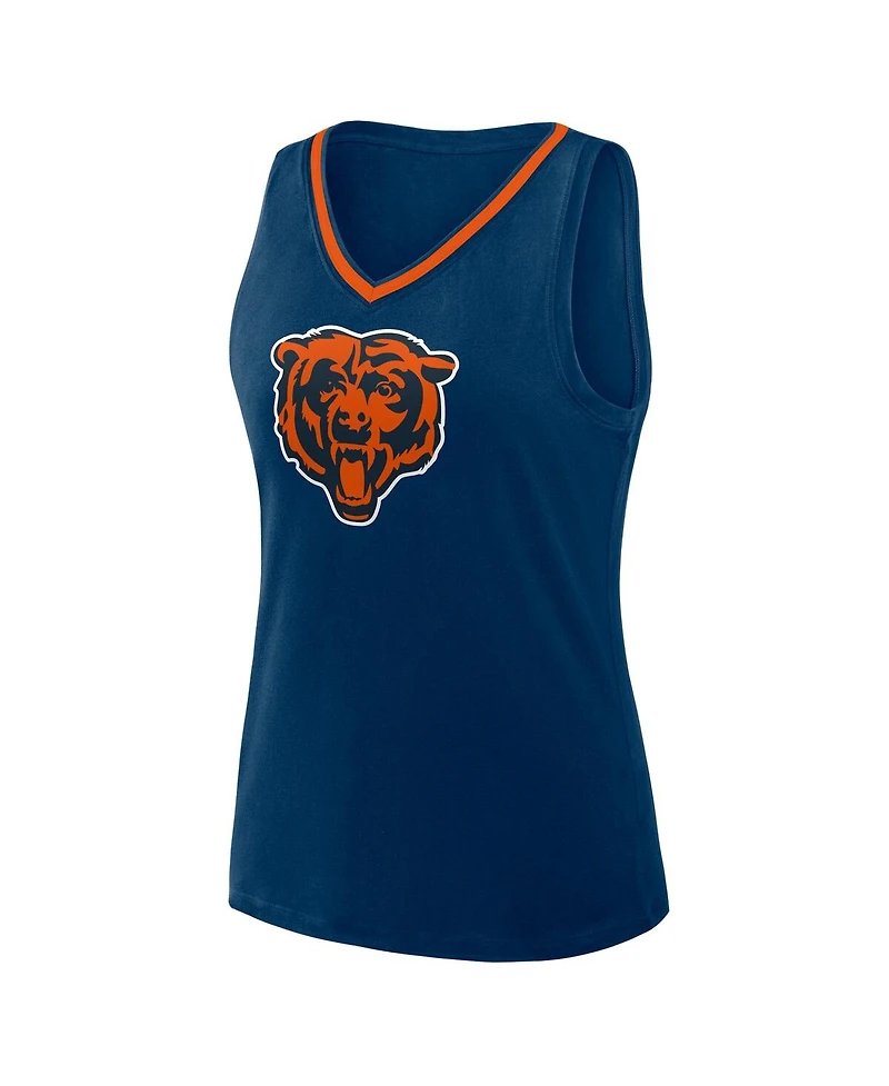 Logo Athletic Women's Navy Chicago Bears Stellar Win V-Neck Tank Top