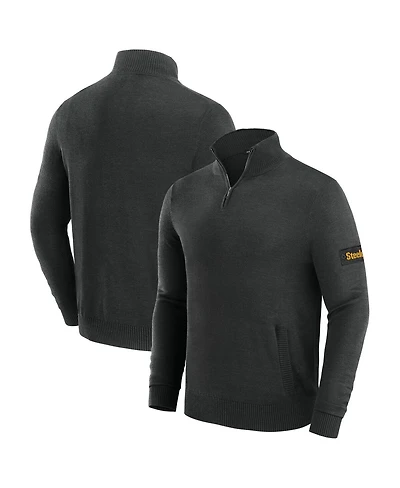 J. Palmer Men's Black Pittsburgh Steelers Franchise Quarter-Zip Sweater