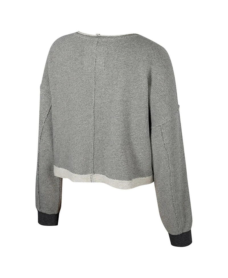 Colosseum Women's Charcoal Alabama Crimson Tide Magnum Scoop Neck Cropped Pullover Sweatshirt