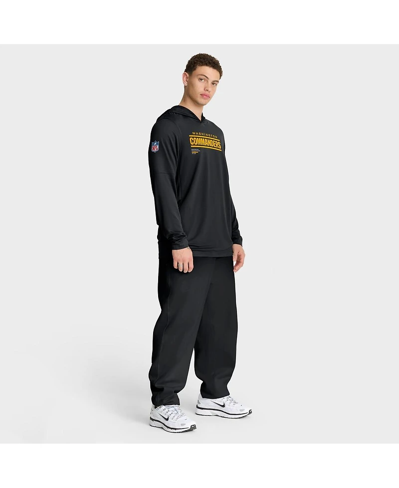 Nike Men's Black Washington Commanders Sideline Pure Fury Performance Long Sleeve Hoodie T-Shirt