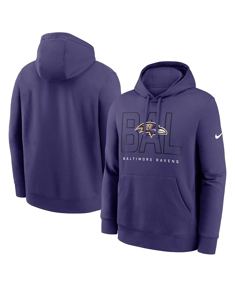 Nike Men's Purple Baltimore Ravens Busted Play Club Fleece Pullover Hoodie