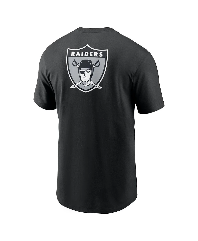 Nike Men's Black Las Vegas Raiders Rewind Front and Back Hit Essential T-Shirt