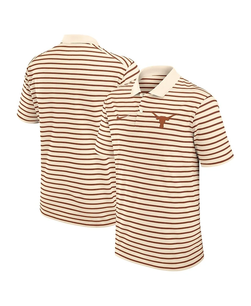 Nike Men's Cream Texas Longhorns Solid Foundation Striped Performance Polo Shirt