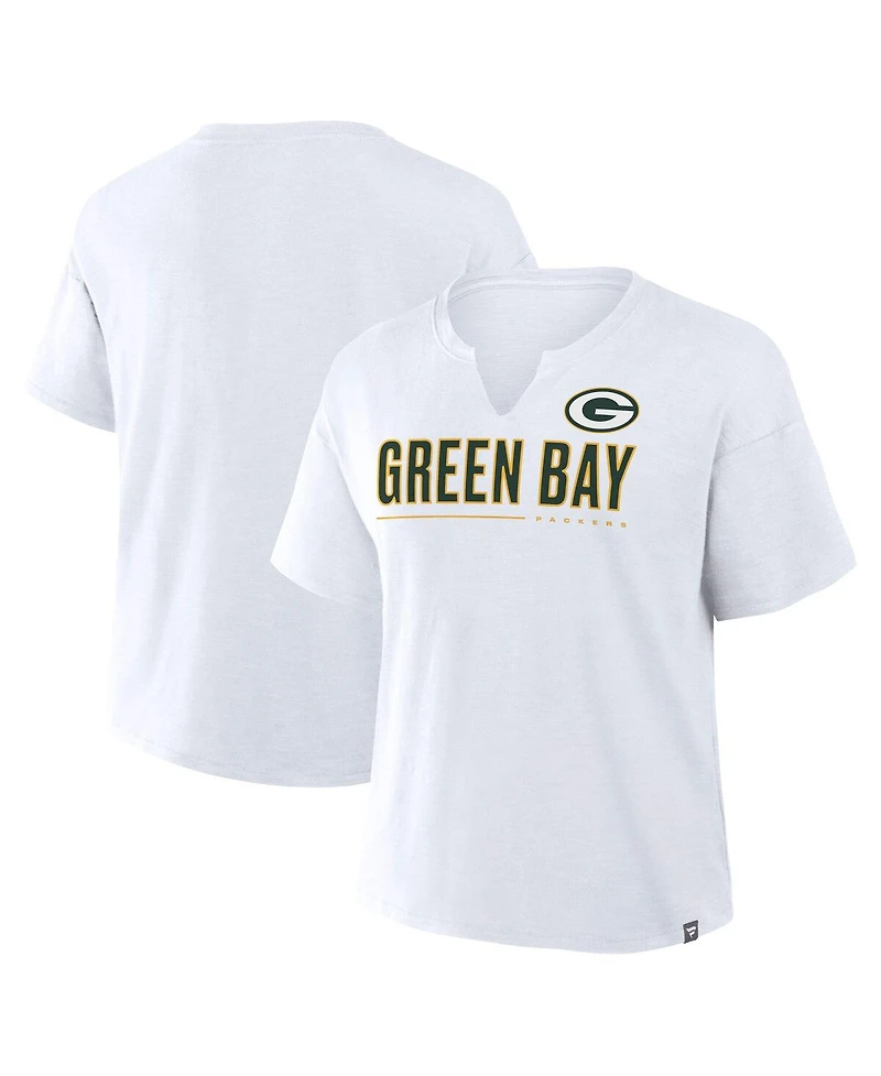 Fanatics Women's White Green Bay Packers Redzone Slub Boxy T-Shirt