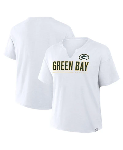 Fanatics Women's White Green Bay Packers Redzone Slub Boxy T-Shirt
