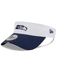 New Era Men's White/College Navy Seattle Seahawks 2025 Nfl Training Camp Adjustable Visor Hat