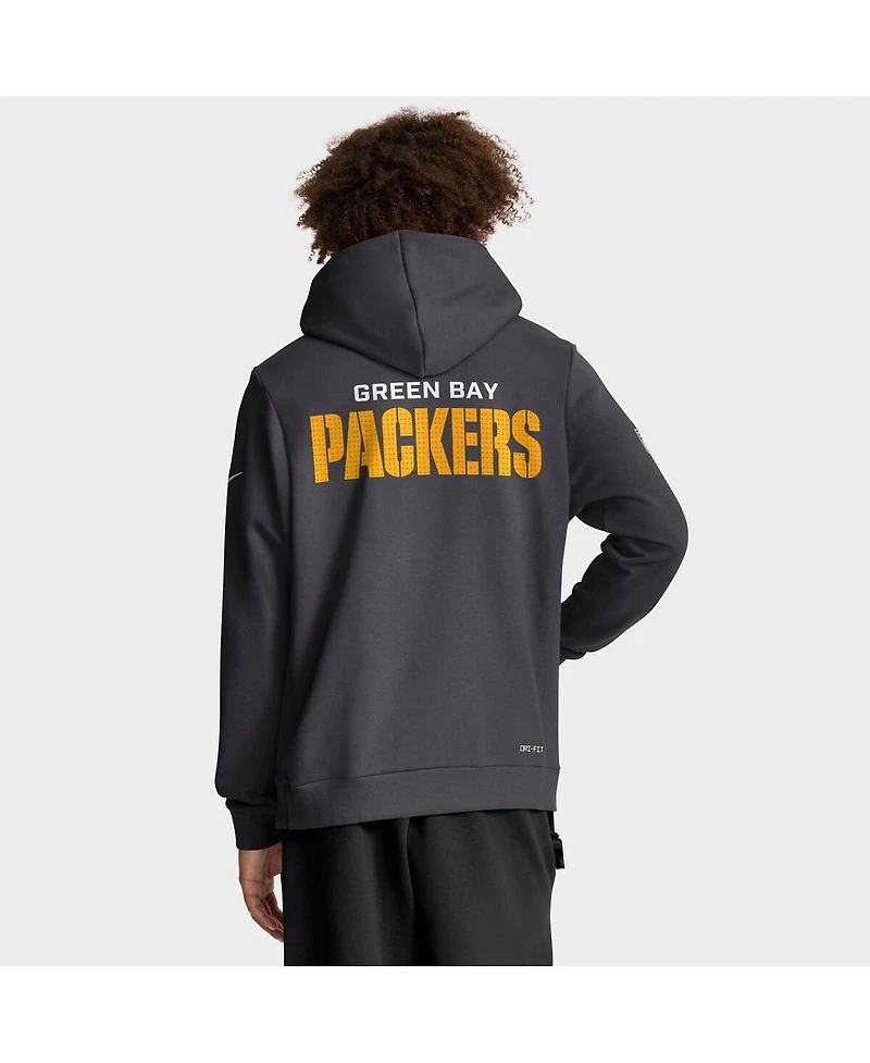 Nike Men's Anthracite Green Bay Packers Sideline Initial Home Performance Pullover Hoodie