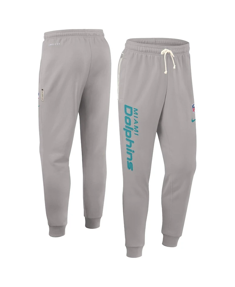 Nike Men's Gray Miami Dolphins Sideline Ground Game Performance Taper Pants