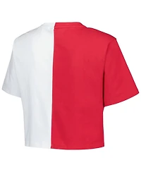 Hype and Vice Women's Crimson/White Oklahoma Sooners Color Block Brandy Cropped T-Shirt