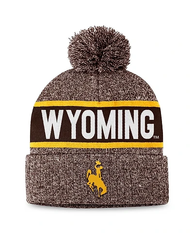 Top of the World Men's Brown Wyoming Cowboys Cloud Cuffed Pom with Knit Hat
