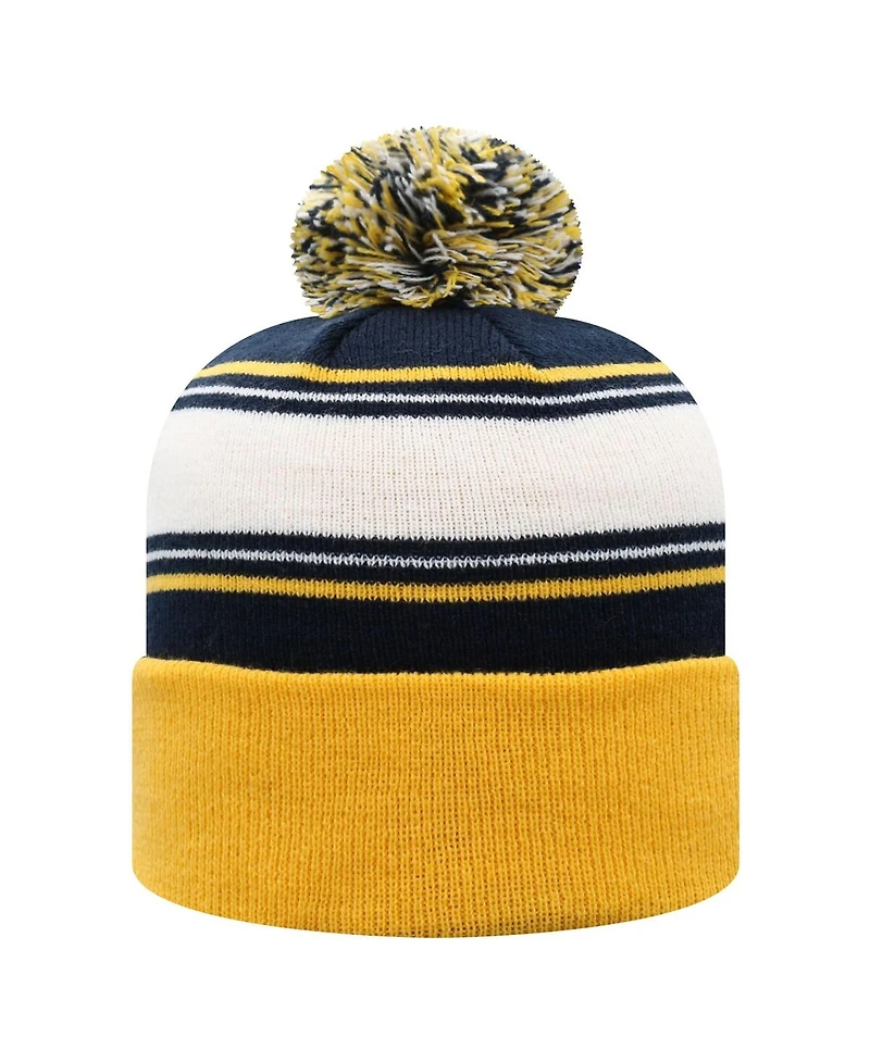 Top of the World Men's Navy West Virginia Mountaineers Ambient Cuffed with Pom Knit Hat