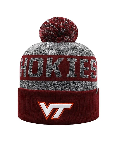 Top of the World Men's Garnet Virginia Tech Hokies Below Zero Cuffed with Pom Knit Hat