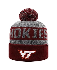 Top of the World Men's Garnet Virginia Tech Hokies Below Zero Cuffed with Pom Knit Hat