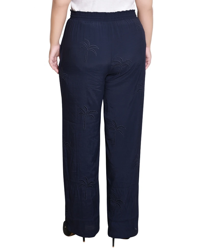 Ny Collection Plus Pull On Pants with Embroidery