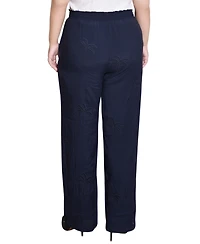 Ny Collection Plus Pull On Pants with Embroidery