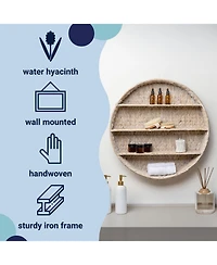 Annulus 24.61" 3-Shelf Circular Hand-Woven Hyacinth Wall Rack