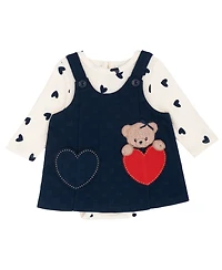 Rare Editions Baby Girls 2-Piece Heart Pocket Jumper Bodysuit Set