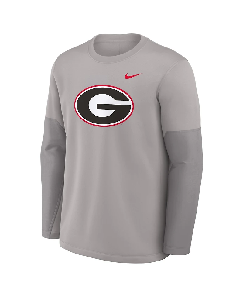 Nike Men's Gray Georgia Bulldogs 2025 Sideline Coach Performance Long Sleeve T-Shirt
