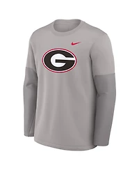 Nike Men's Gray Georgia Bulldogs 2025 Sideline Coach Performance Long Sleeve T-Shirt
