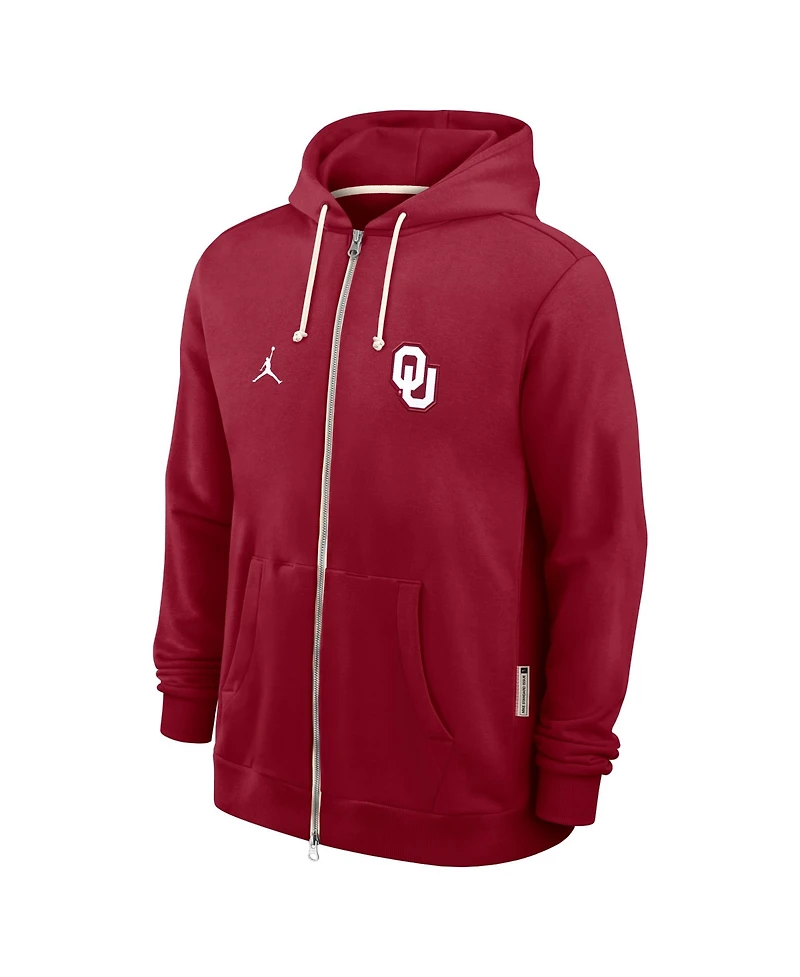 Jordan Men's Crimson Oklahoma Sooners 2025 Sideline Performance Full-Zip Hoodie