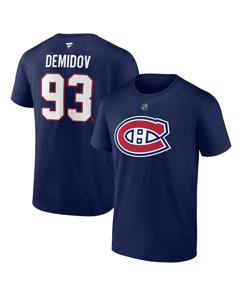 Fanatics Men's Ivan Demidov Navy Montreal Canadiens Authentic Stacked Name Number T-Shirt