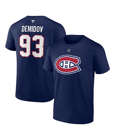 Fanatics Men's Ivan Demidov Navy Montreal Canadiens Authentic Stacked Name Number T-Shirt