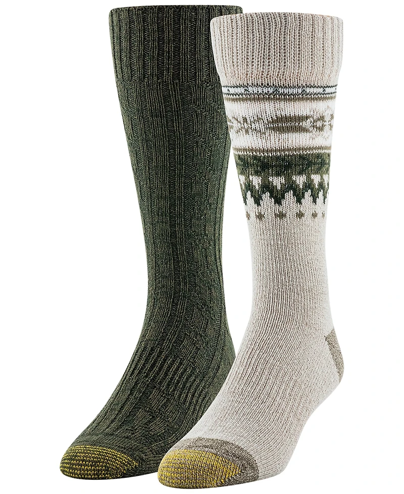 Gold Toe Men's 2-Pack Fairisle Border Reinforced Toe Crew Socks