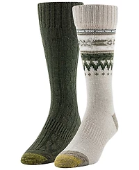 Gold Toe Men's 2-Pack Fairisle Border Reinforced Toe Crew Socks