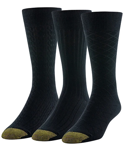 Gold Toe Men's 3-Pack Felix Texture Reinforced Toe Crew Socks