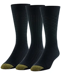 Gold Toe Men's 3-Pack Felix Texture Reinforced Toe Crew Socks