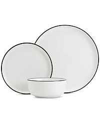 Haven Black Rim 12 Pc. Dinnerware Set, Service for 4