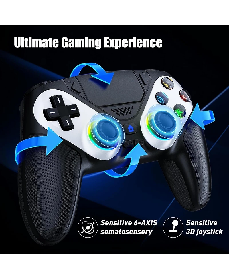 Nbcp Led Wireless Controller for PS5, Compatible with PS5 Pro/Slim/Pc, Dual Vibration, Turbo, 6-Axis Motion, 3.5mm Audio Jack, Speaker & Customizable