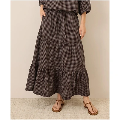 Pact Women's Organic Cotton Coastal Double Gauze Tiered Maxi Skirt