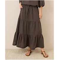 Pact Women's Organic Cotton Coastal Double Gauze Tiered Maxi Skirt