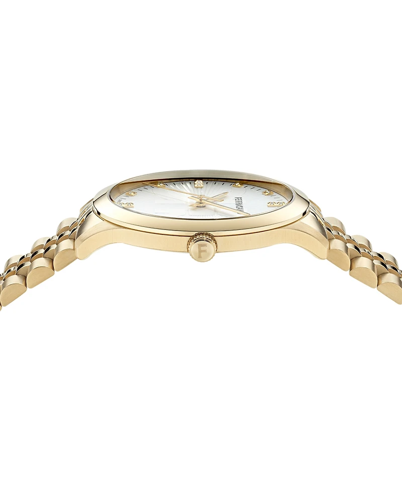 Ferragamo Men's Swiss Duo Diamond (1/20 ct. t.w.) Gold Ion Plated Bracelet Watch 40mm