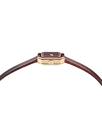 Ferragamo Women's Swiss Crystal Petite Burgundy Leather Strap Watch 15x20mm