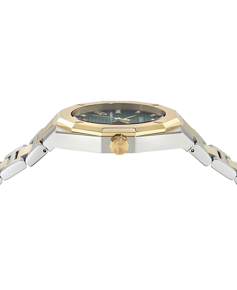 Ferragamo Men's Swiss Edge Diamond (1/10 ct. t.w.) Two-Tone Stainless Steel Bracelet Watch 40mm