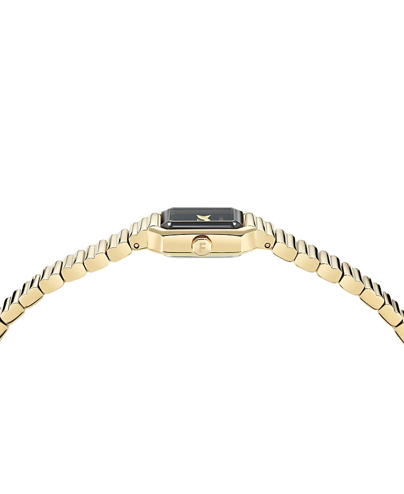 Ferragamo Women's Swiss Crystal Petite Gold Ion Plated Bracelet Watch 15x20mm