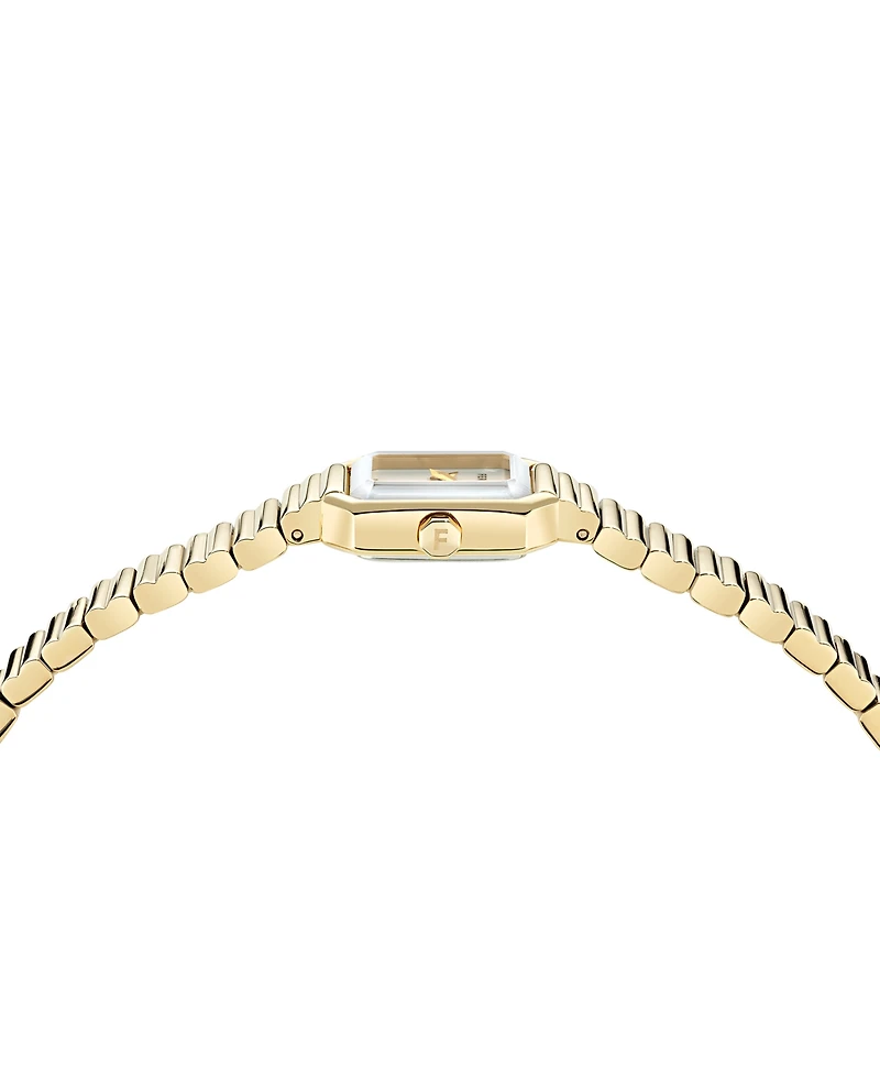 Ferragamo Women's Swiss Crystal Petite Gold Ion Plated Bracelet Watch 15x20mm