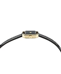 Ferragamo Women's Swiss Crystal Petite Black Leather Strap Watch 15x20mm