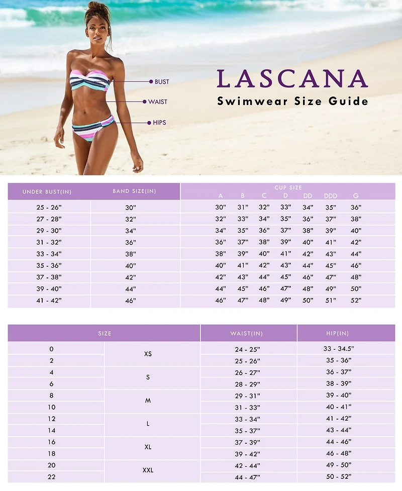 Lascana Women's Striped Triangle Bikini Swimsuit Top Bra Sizing
