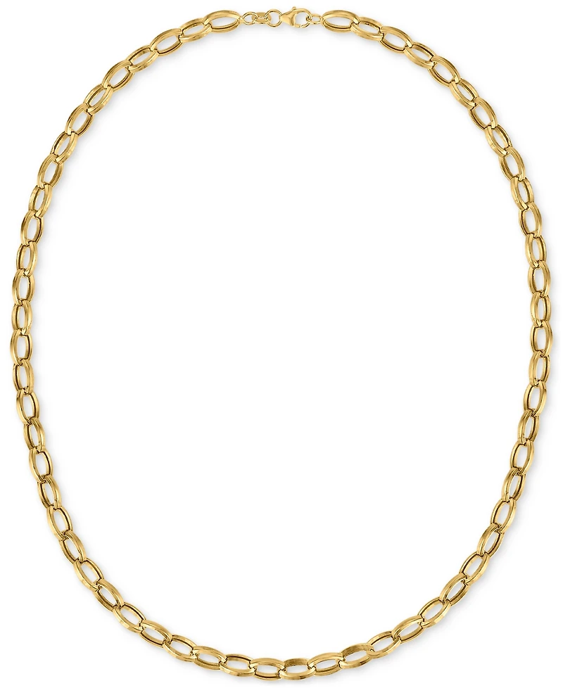 Polished Rolo Link 18" Chain Necklace in 10k Gold