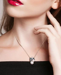 Cultured Freshwater Pearl (7 & 8-1/2mm), Blue Topaz (2-1/3 ct. t.w.) & Sapphire (3/8 ct. t.w.) Cluster 18" Pendant Necklace in Sterling Silver