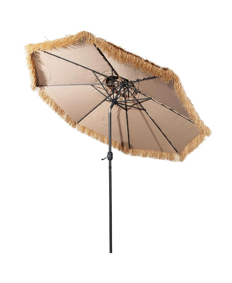 Gymax 10 ft Thatched Tiki Patio Umbrella Beach 2 Tier Hawaiian Pool Sun Shade
